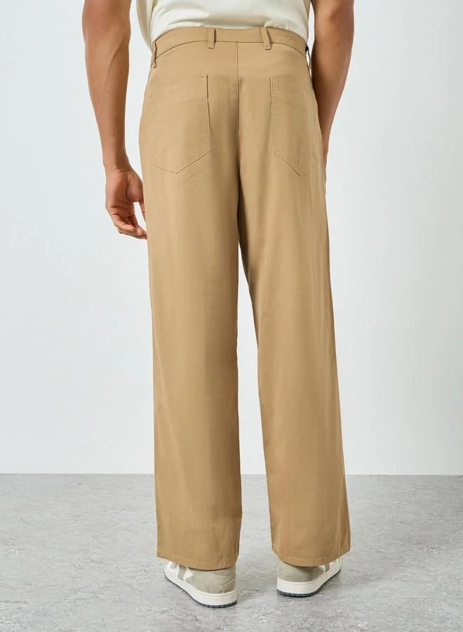 Styli beige Men Beige Wide Leg Trousers for Men | Best Price UAE